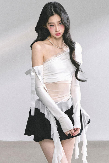 Pear Blossom Lace Shoulder Top