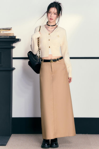 Embroidered V-Neck Short Knit Cardigan