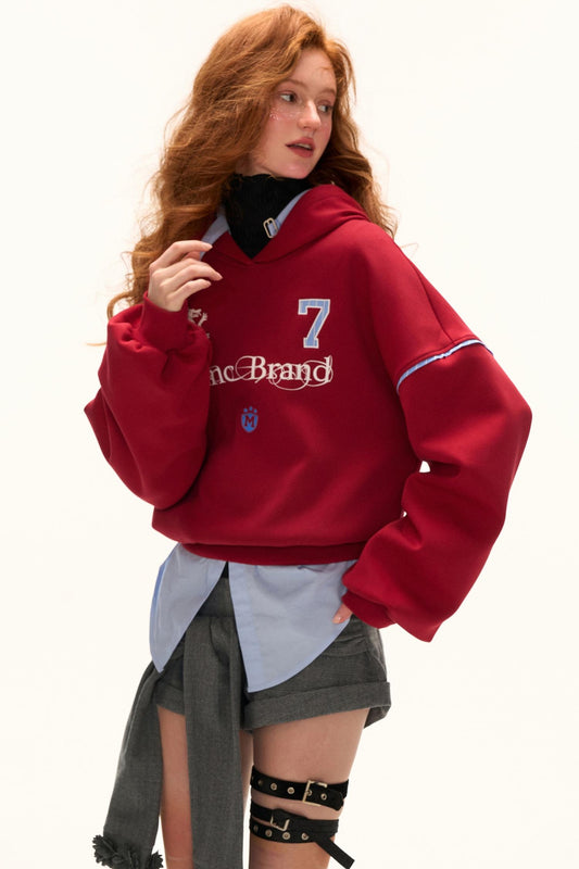 American Patchwork Hooded Sweatshirt