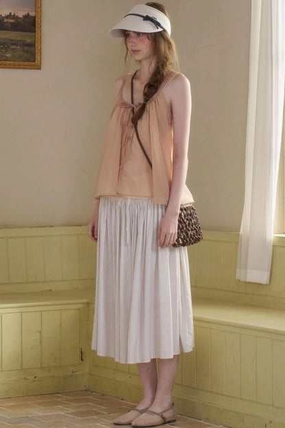 White Lace-up Camisole Set