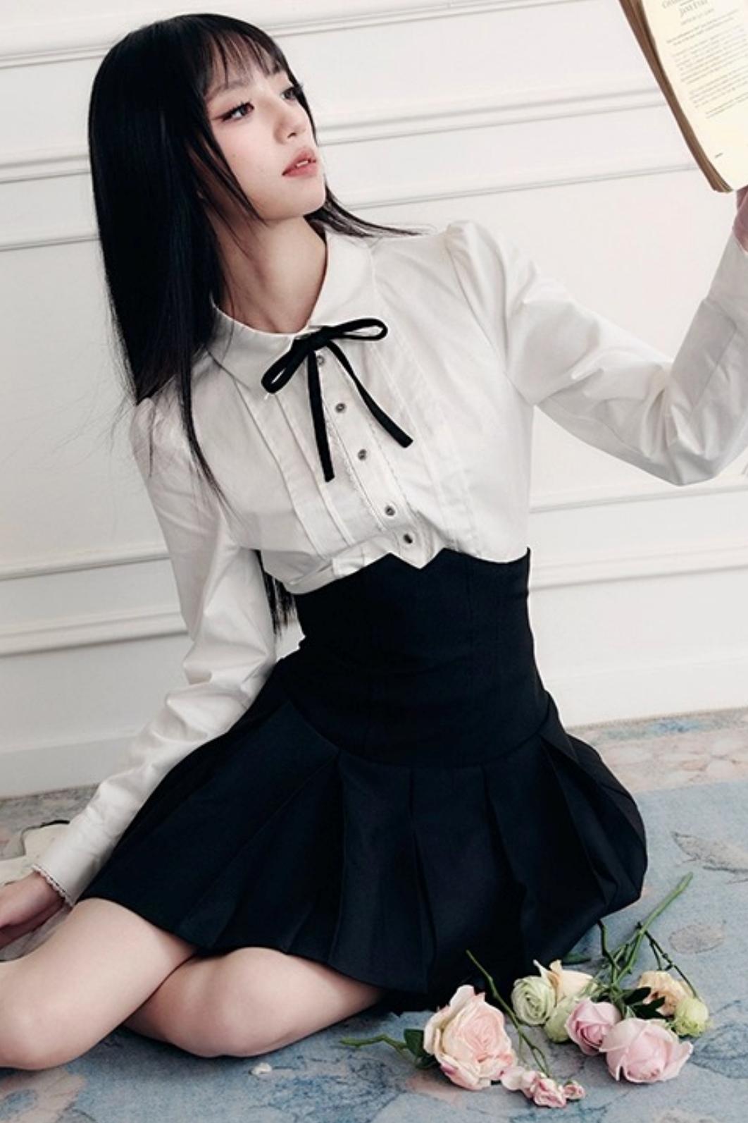 Fragile Cherry Blossom Pleated Shirt Set-Up