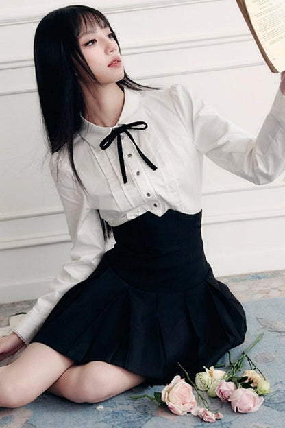 Fragile Cherry Blossom Pleated Shirt Set-Up