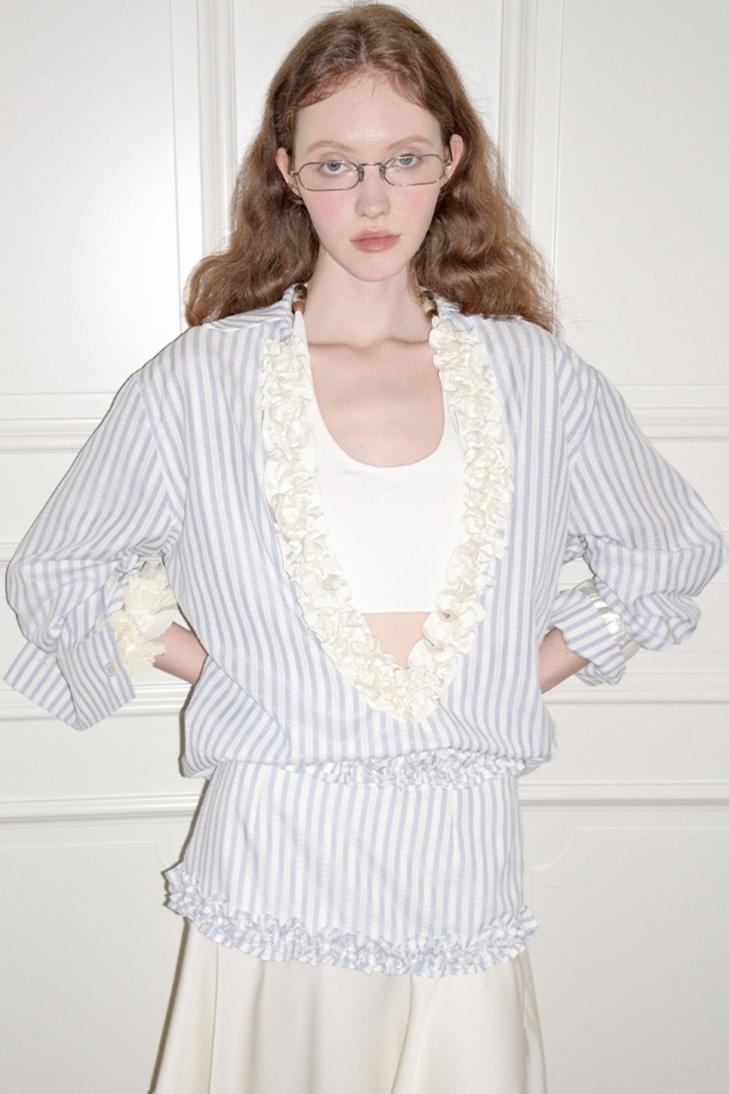 Striped Lace Half-Skirt