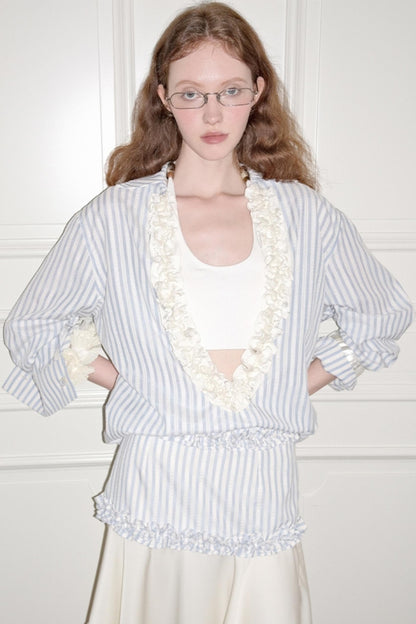 Striped Lace Half-Skirt