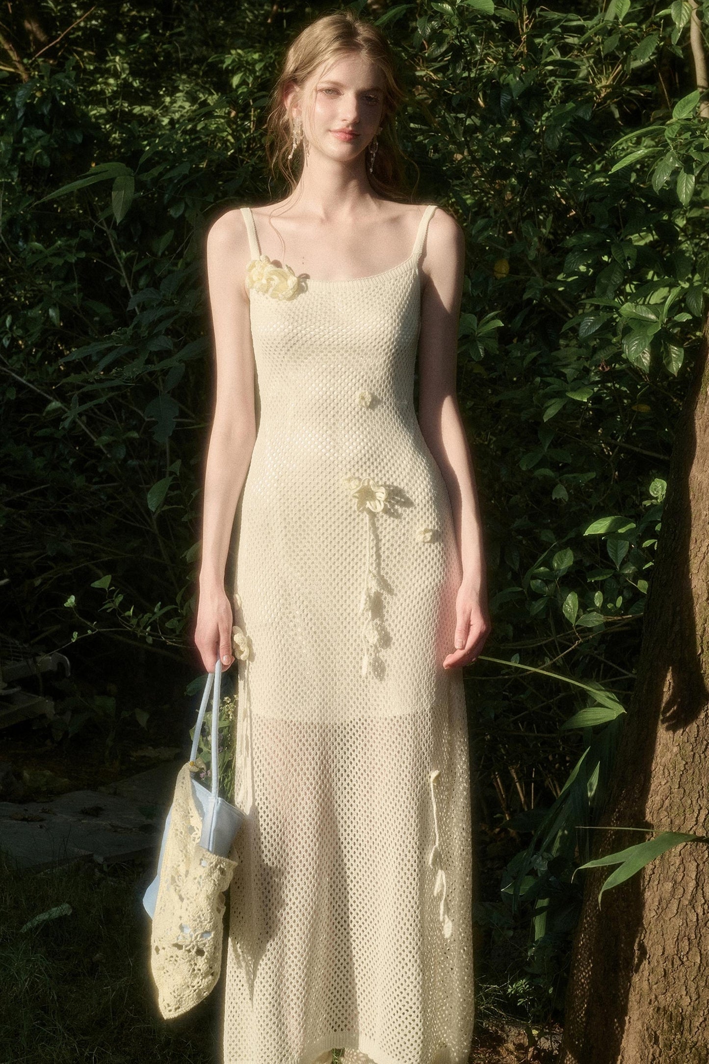 White Floral Knit Dress