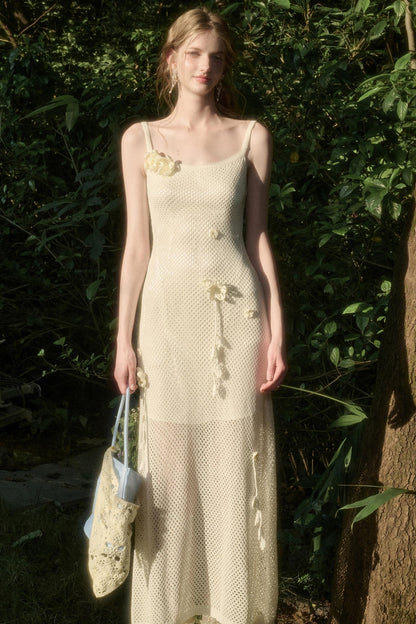 White Floral Knit Dress