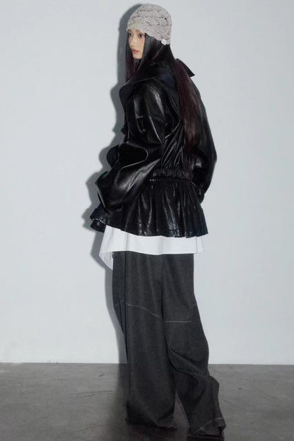 Dark Rock Distressed Leather Jacket