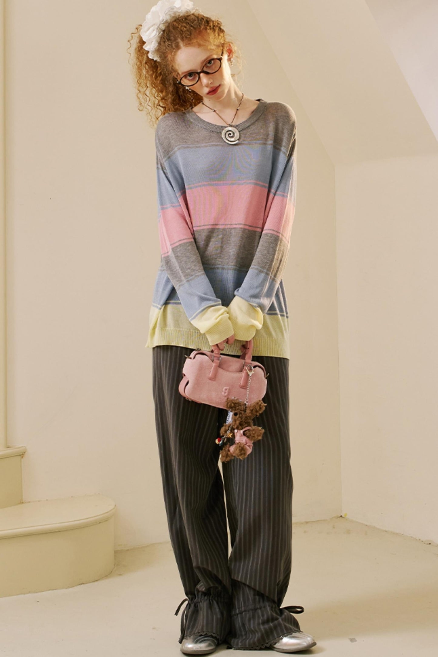 Striped Color Block Knit Top