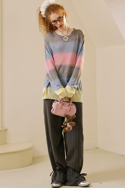 Striped Color Block Knit Top