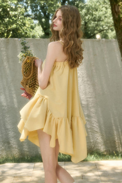 Lemon Breeze Halter Dress