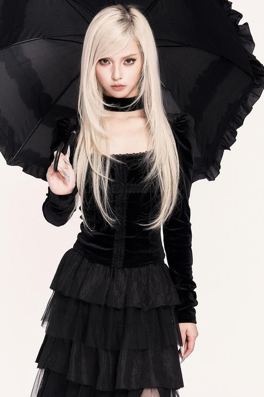 Gothic Lace Patchwork Top