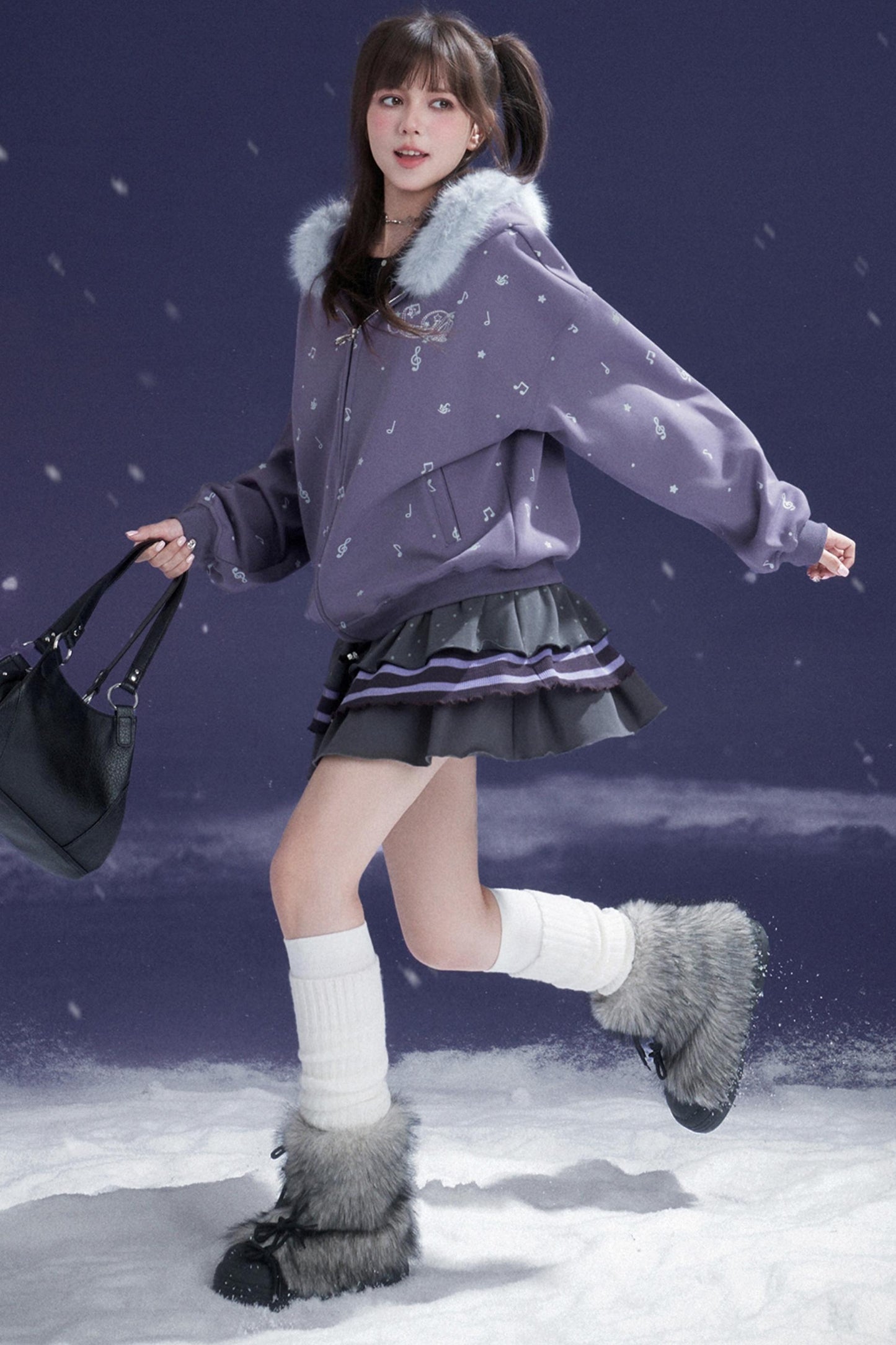 Purple Fleece Hooded Jacket