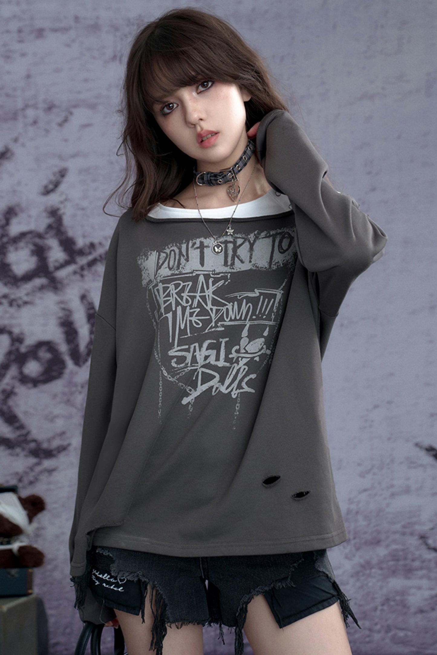 Vintage Punk Layered Sweatshirt