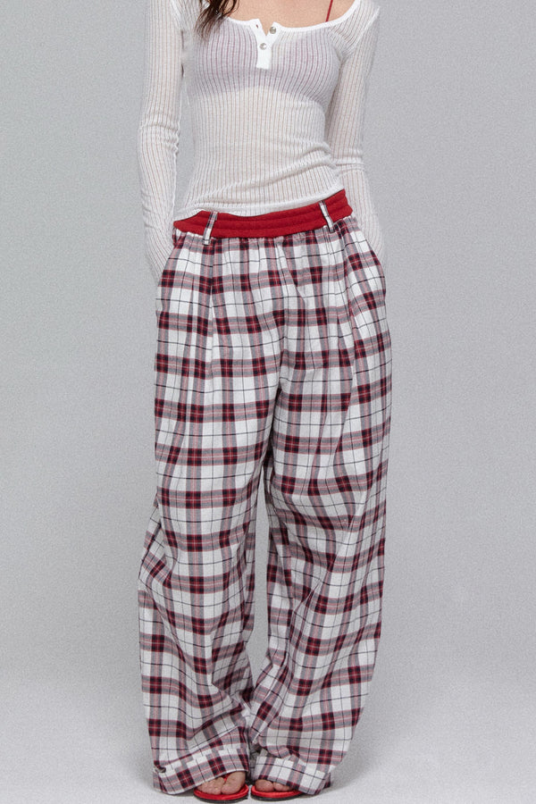 Plaid Wide-Leg Pants