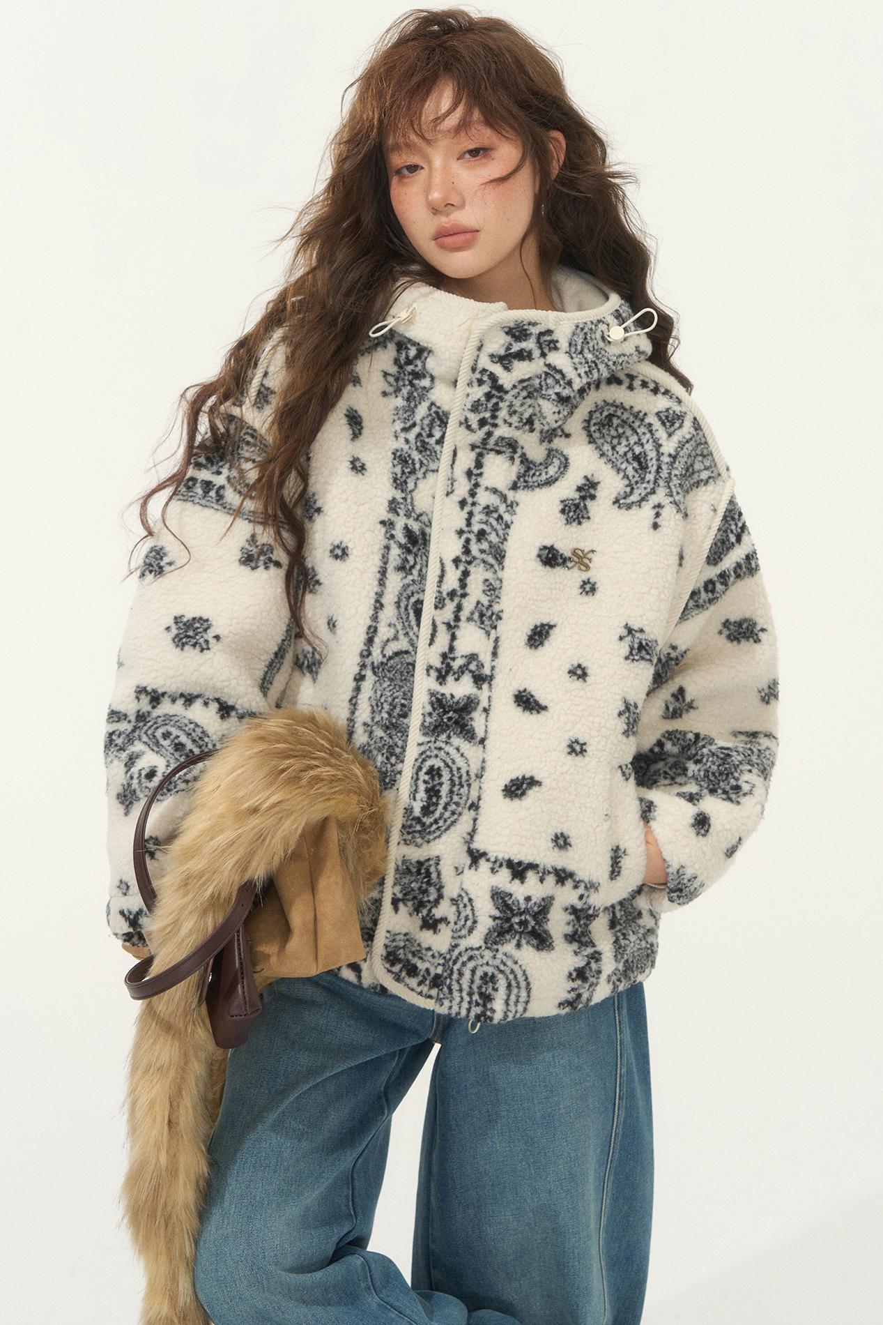 Jacquard Fleece Hooded Jacket