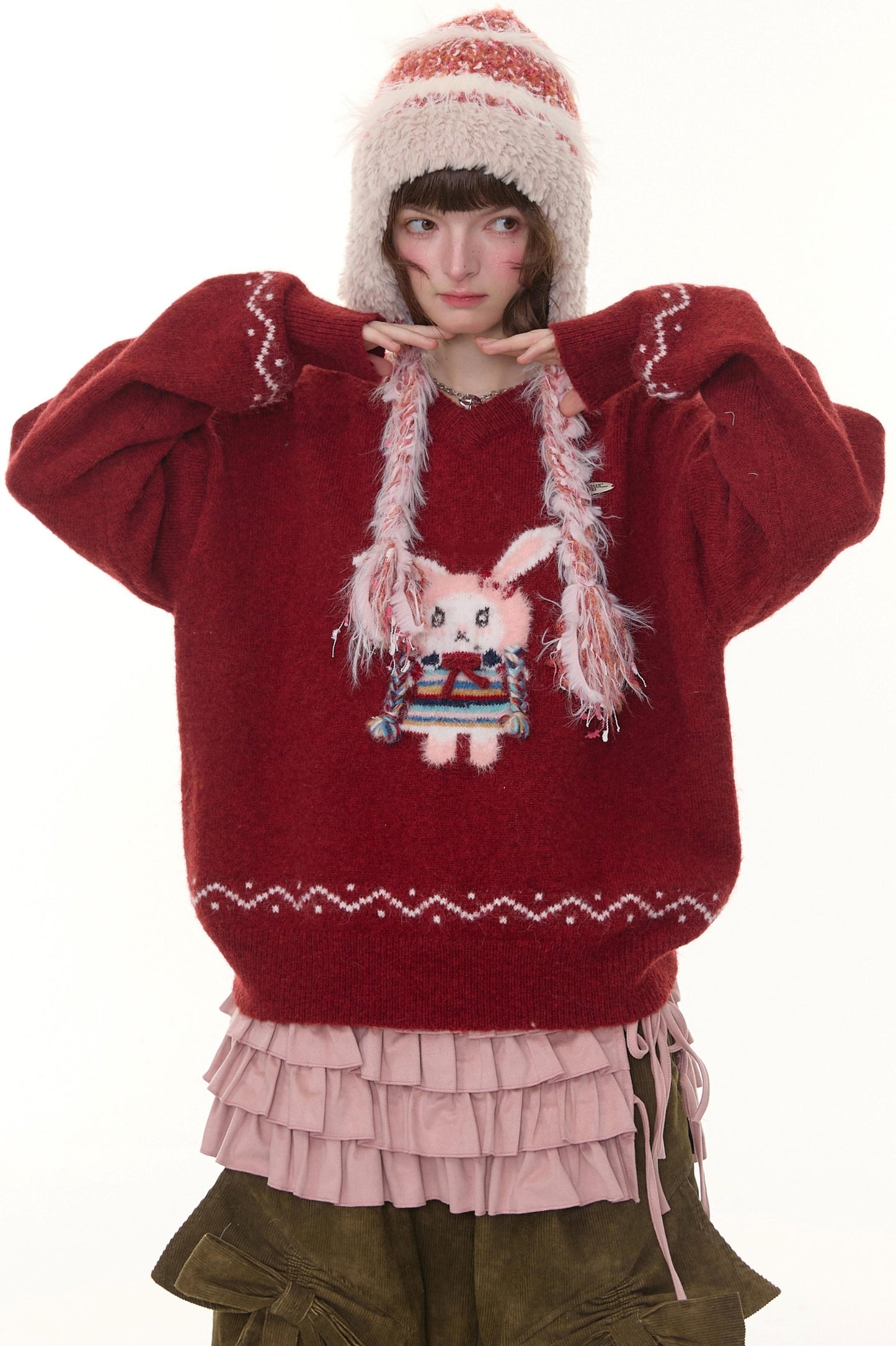 Soft Glutinous Lazy V-Neck Sweater