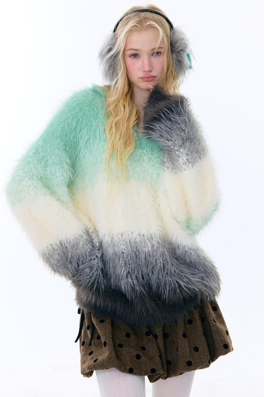 Retro Gradient V-Neck Sweater