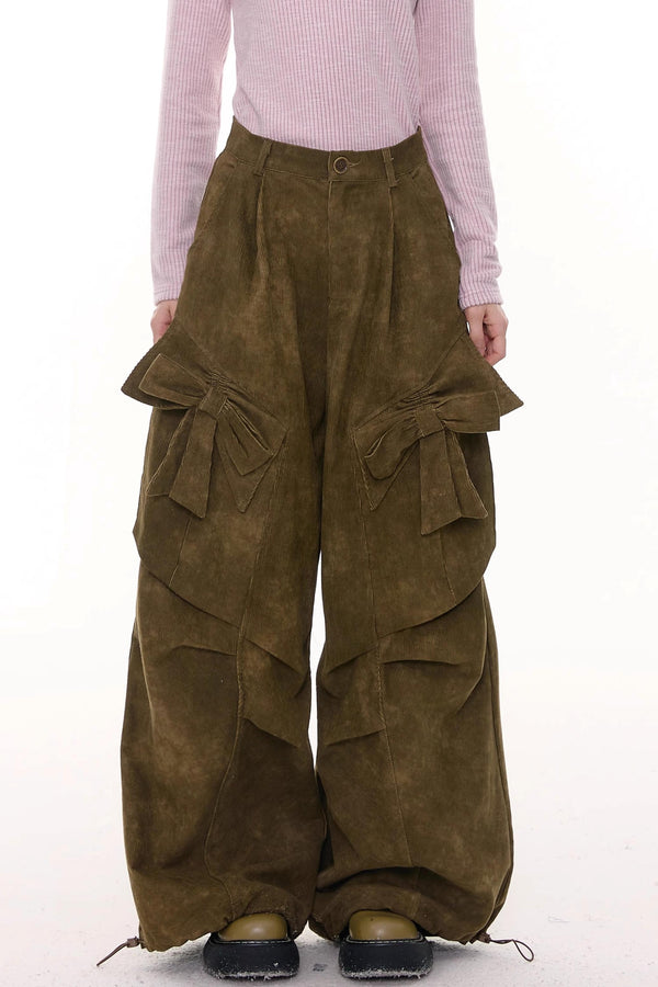 Autumn Retro Bow High Waist Slimming Trousers