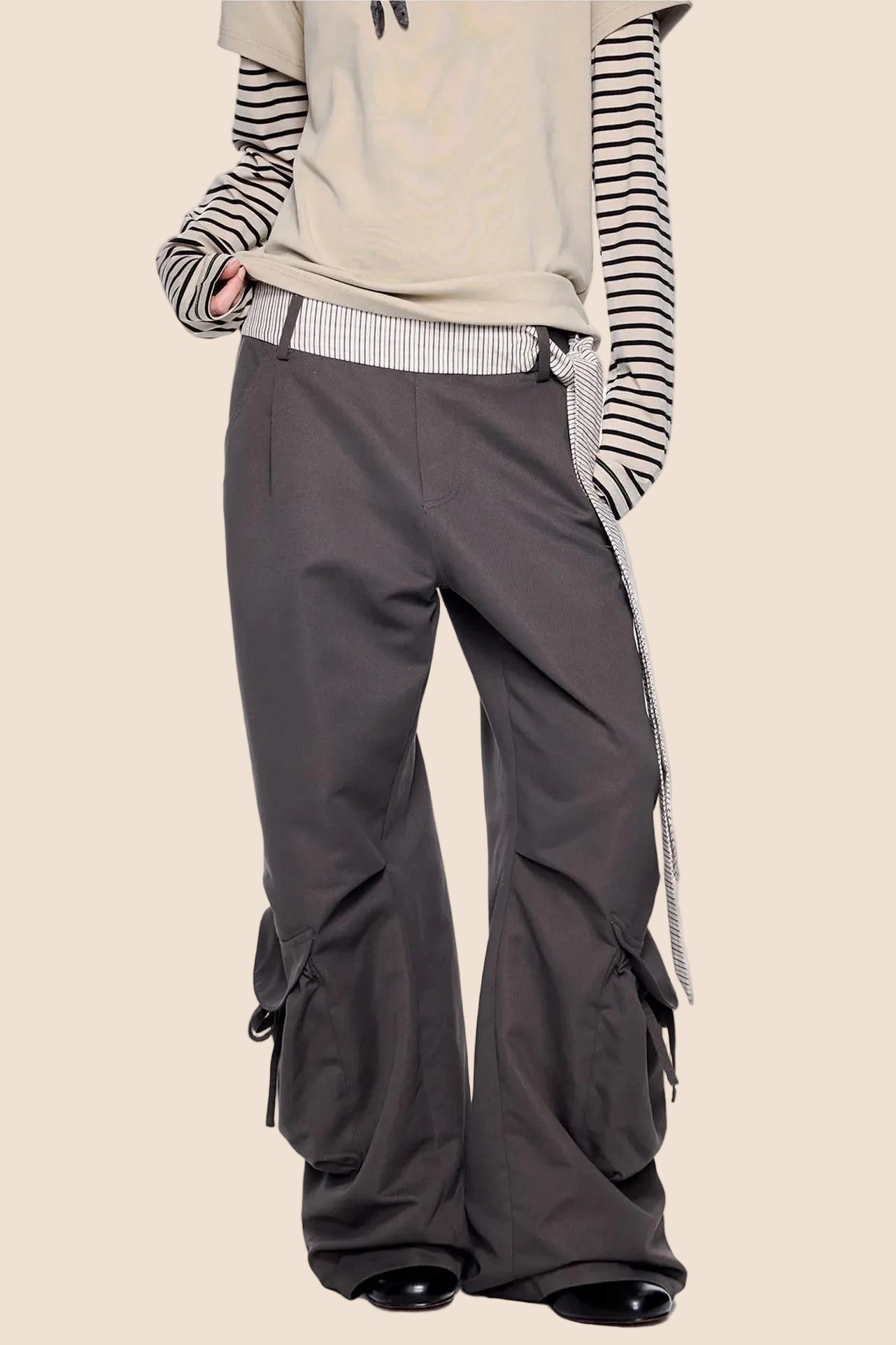 Pocket Pleated Wide-Leg Pants