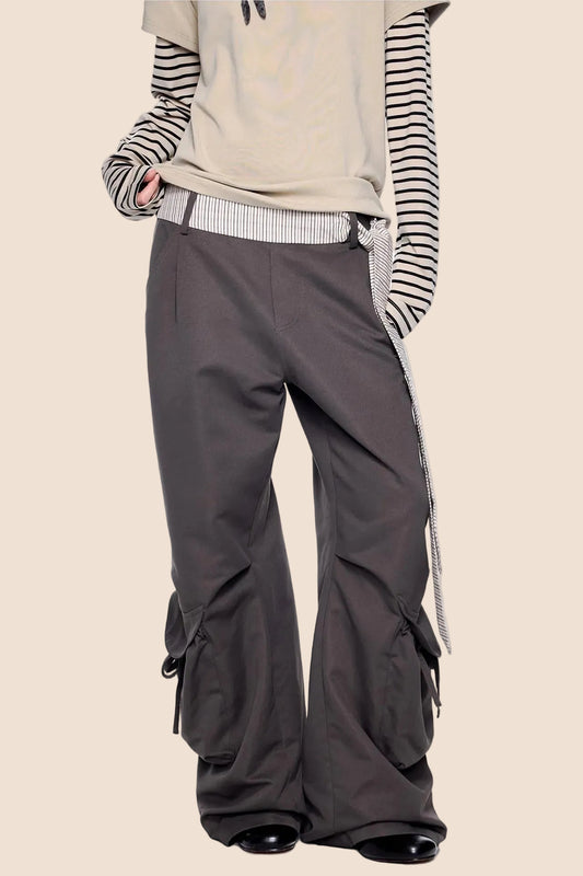 Pocket Pleated Wide-Leg Pants