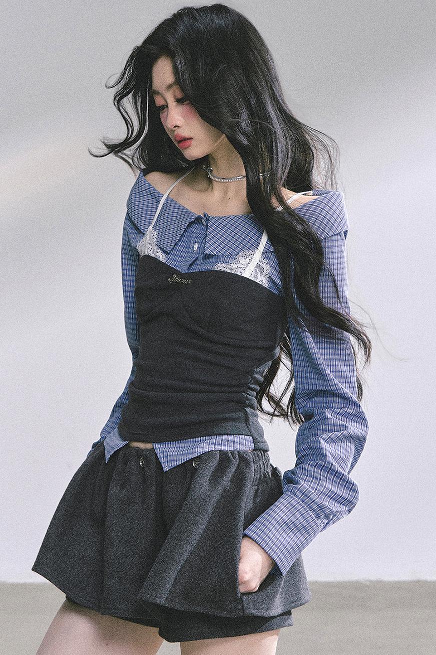 Oran Plaid Lace T-Shirt