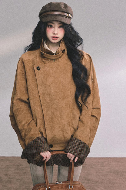 Hazelnut Velvet Jacket Skirt Set-Up