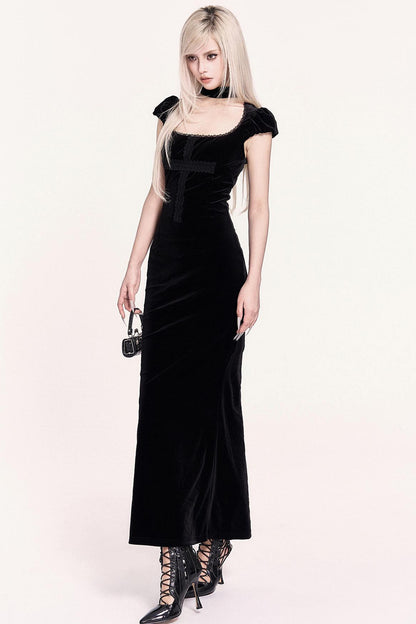 Fascinated Black Velvet Mermaid Dress