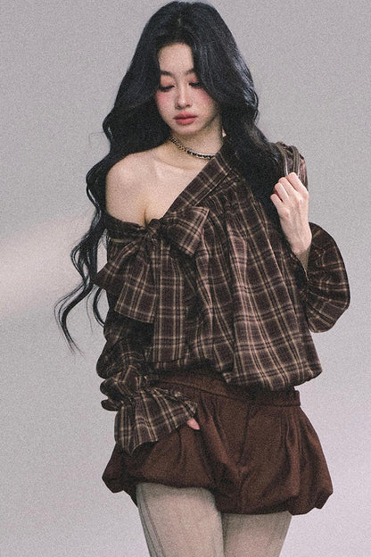 French Bow Plaid Shirt