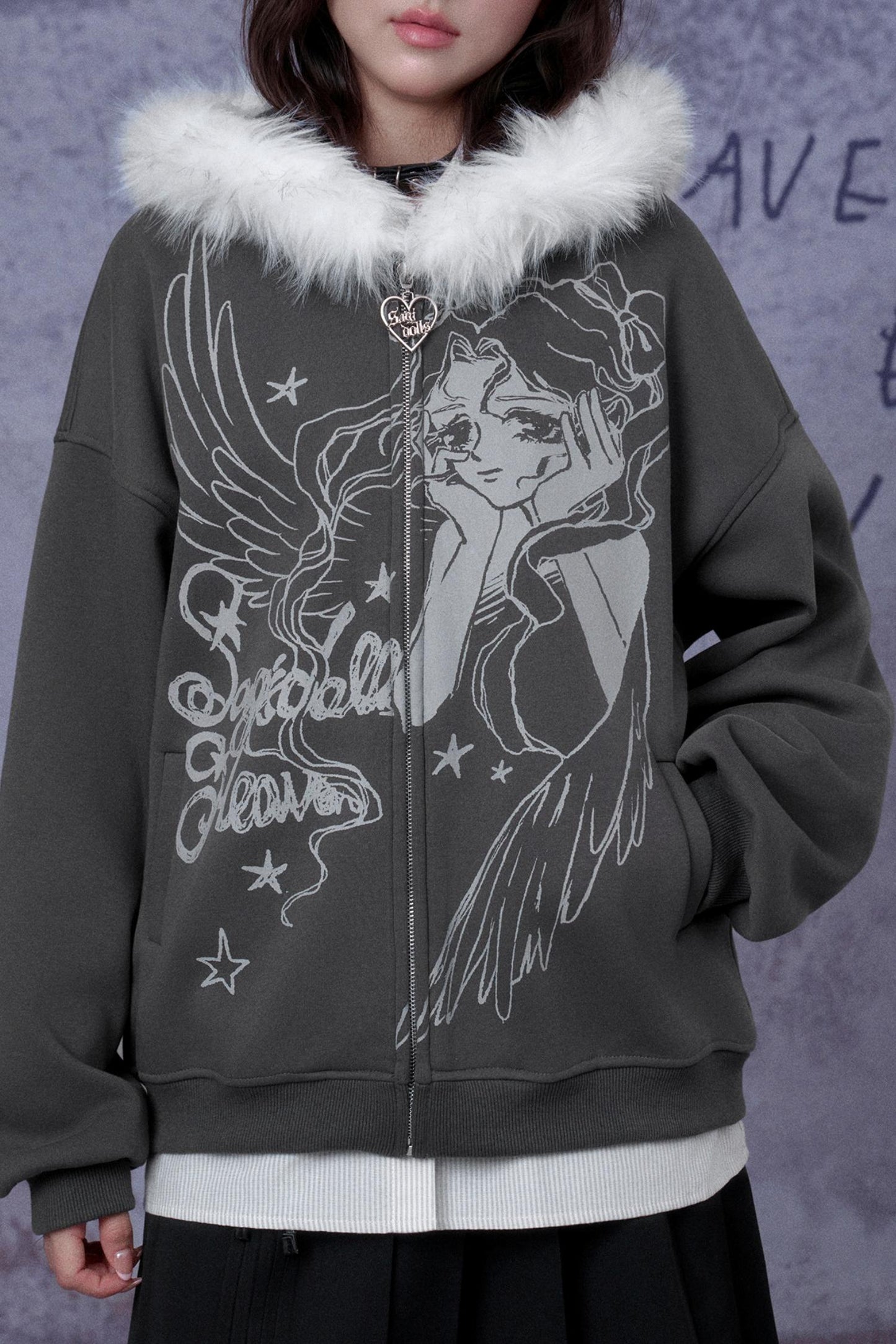 Angel Manga Print Fleece Jacket