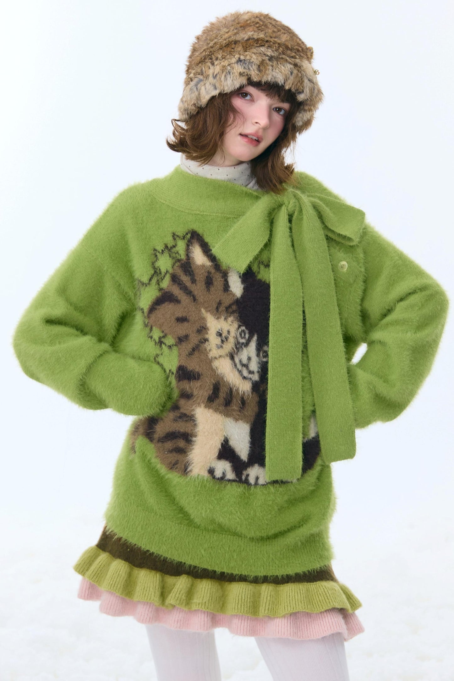 Retro Cat Pattern Sweater