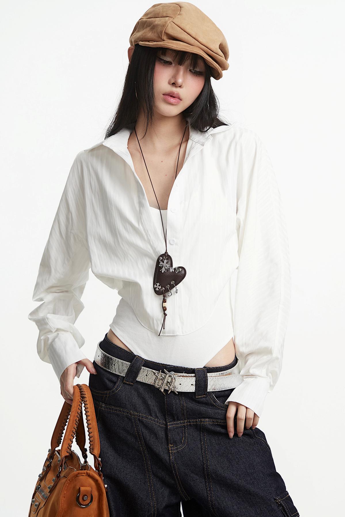 Korean Style White Two-Piece Shirt