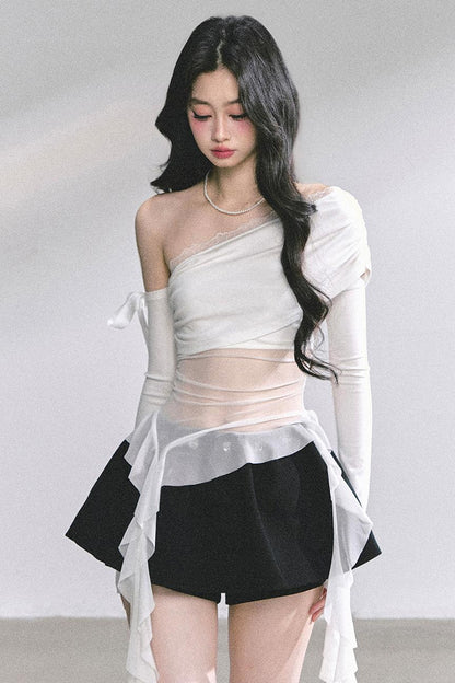 Pear Blossom Lace Shoulder Top