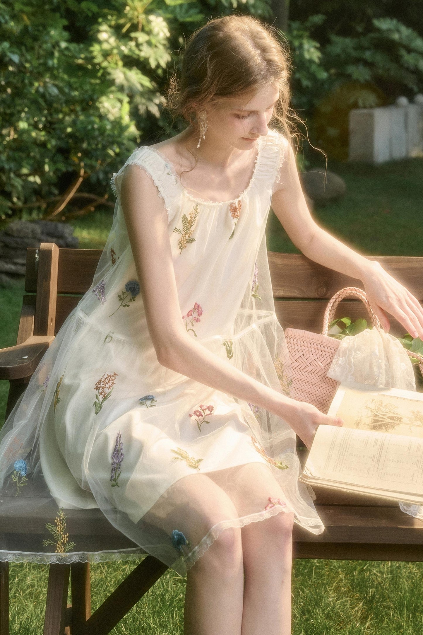 Light Sheer Floral Suspender Dress