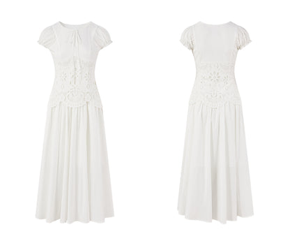 Bubble Sleeve White Dress