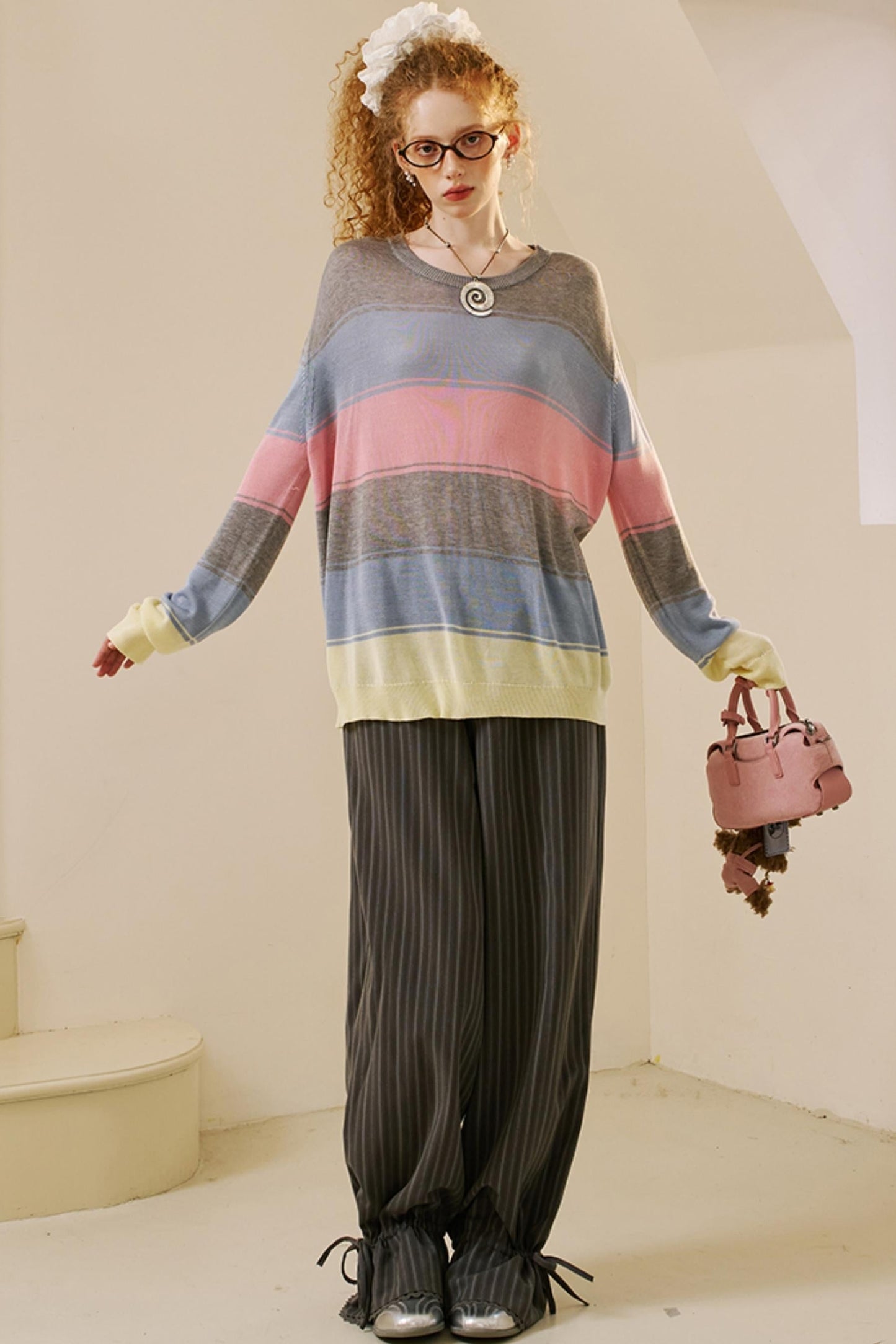 Striped Color Block Knit Top