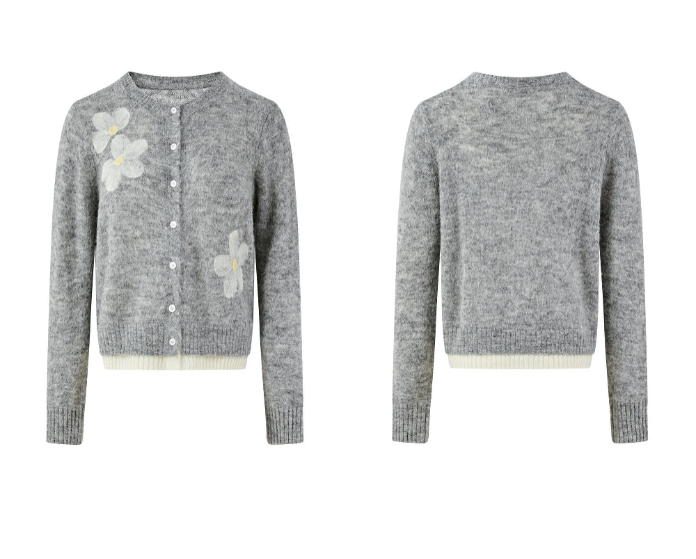 Winter Alpaca Crew Neck Sweater Cardigan