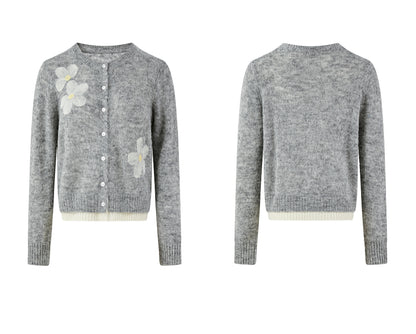 Winter Alpaca Crew Neck Sweater Cardigan