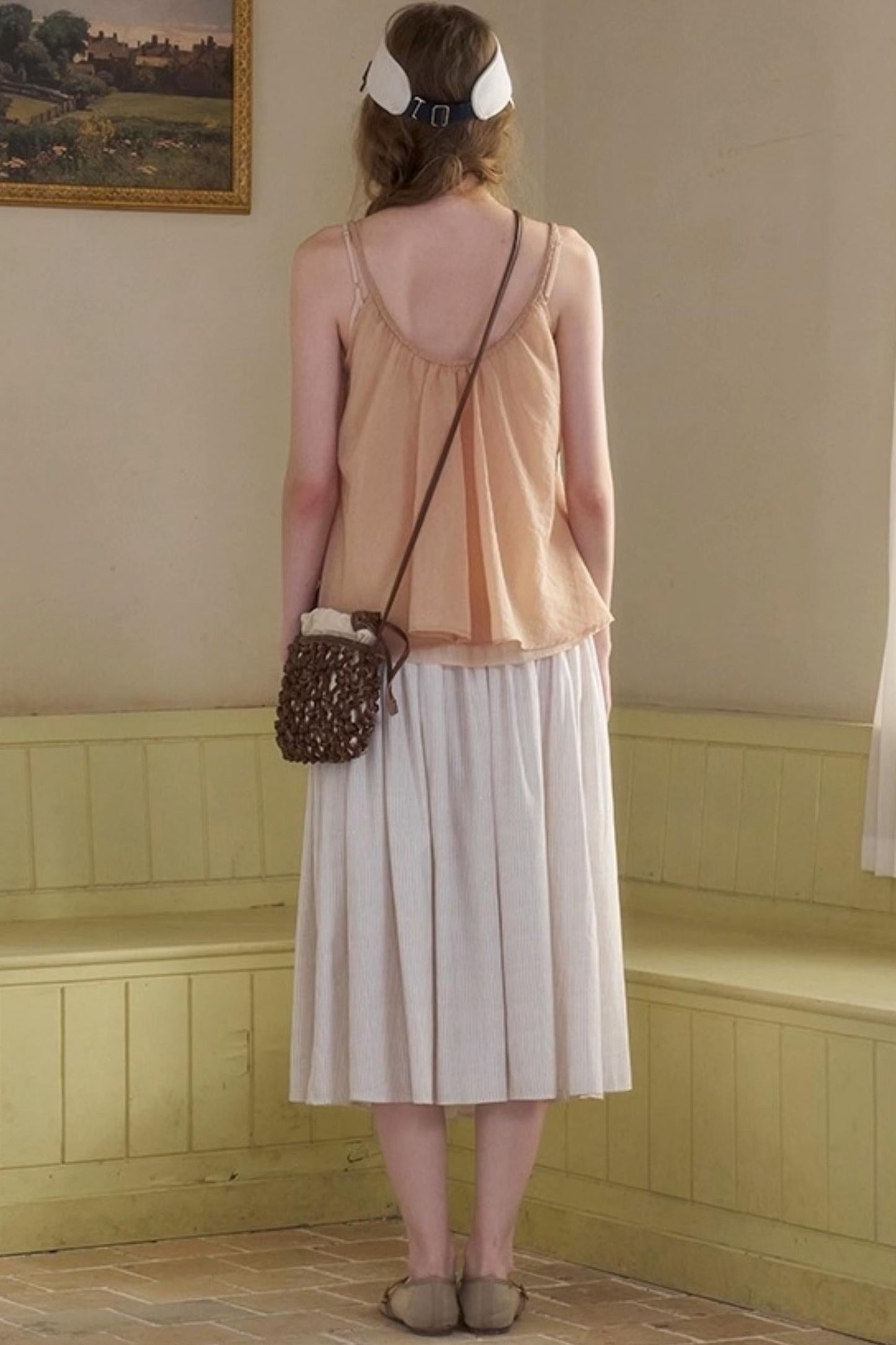 White Lace-up Camisole Set