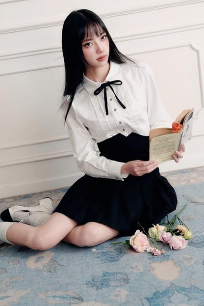 Fragile Cherry Blossom Pleated Shirt Set-Up