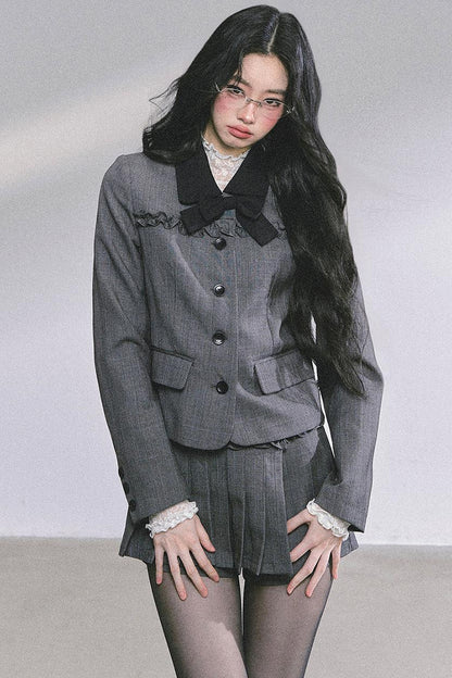 French Pleated Short Skirt Set-Up