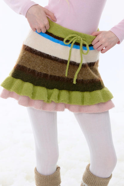 Retro Striped Knitted Skirt