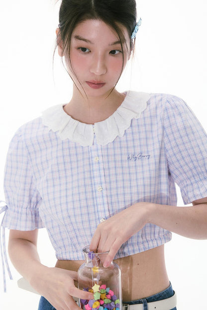 Lace Bubble Sleeve Blouse