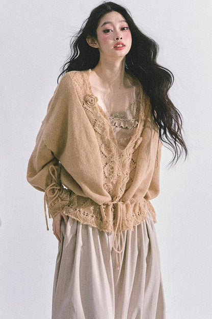 French Knitted Cardigan Sweater Jacket Set-Up