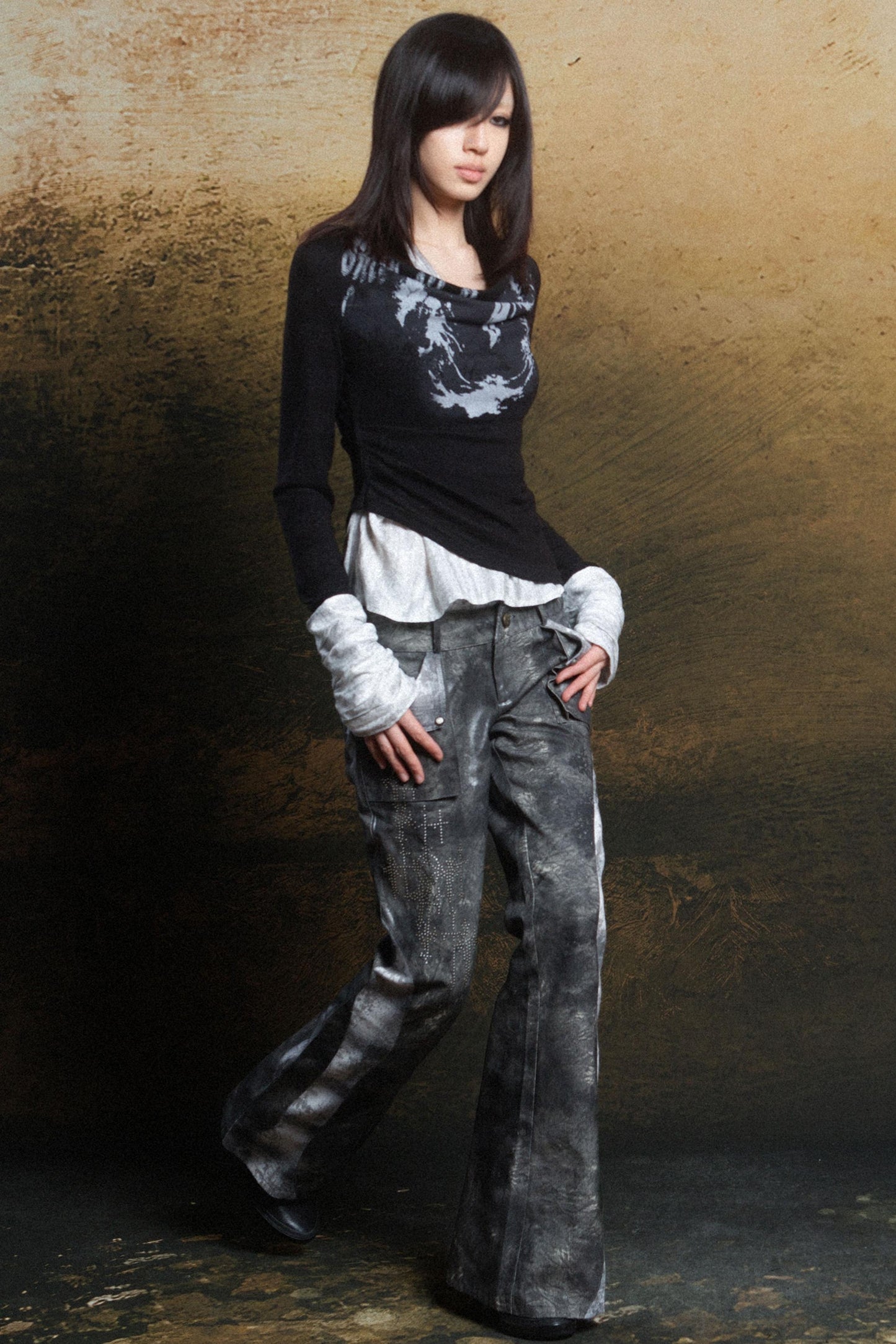 Punk Rebel Knit Two-Tone Neck Top