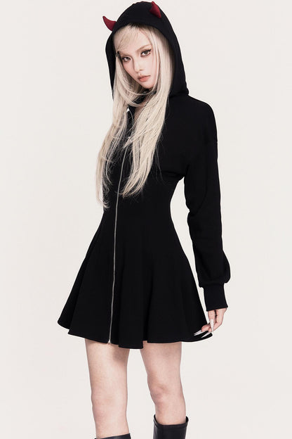 Dark Sweet Devil Hooded Dress Set-Up