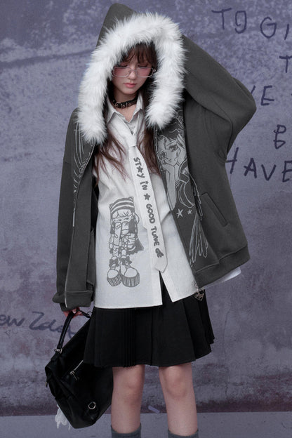 Angel Manga Print Fleece Jacket