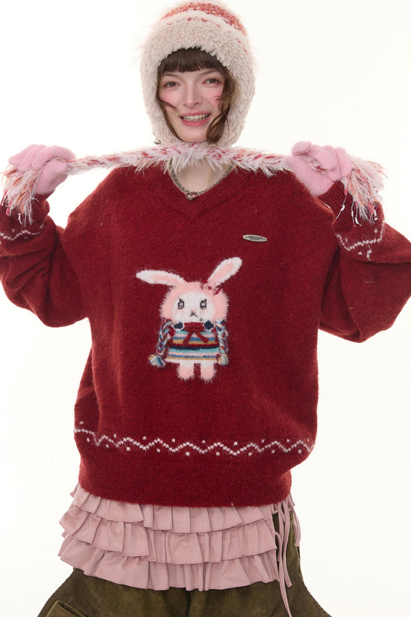 Soft Glutinous Lazy V-Neck Sweater