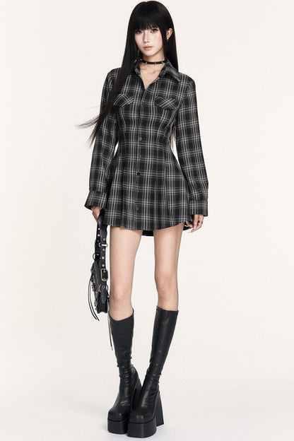 Dark Plaid Long Dress