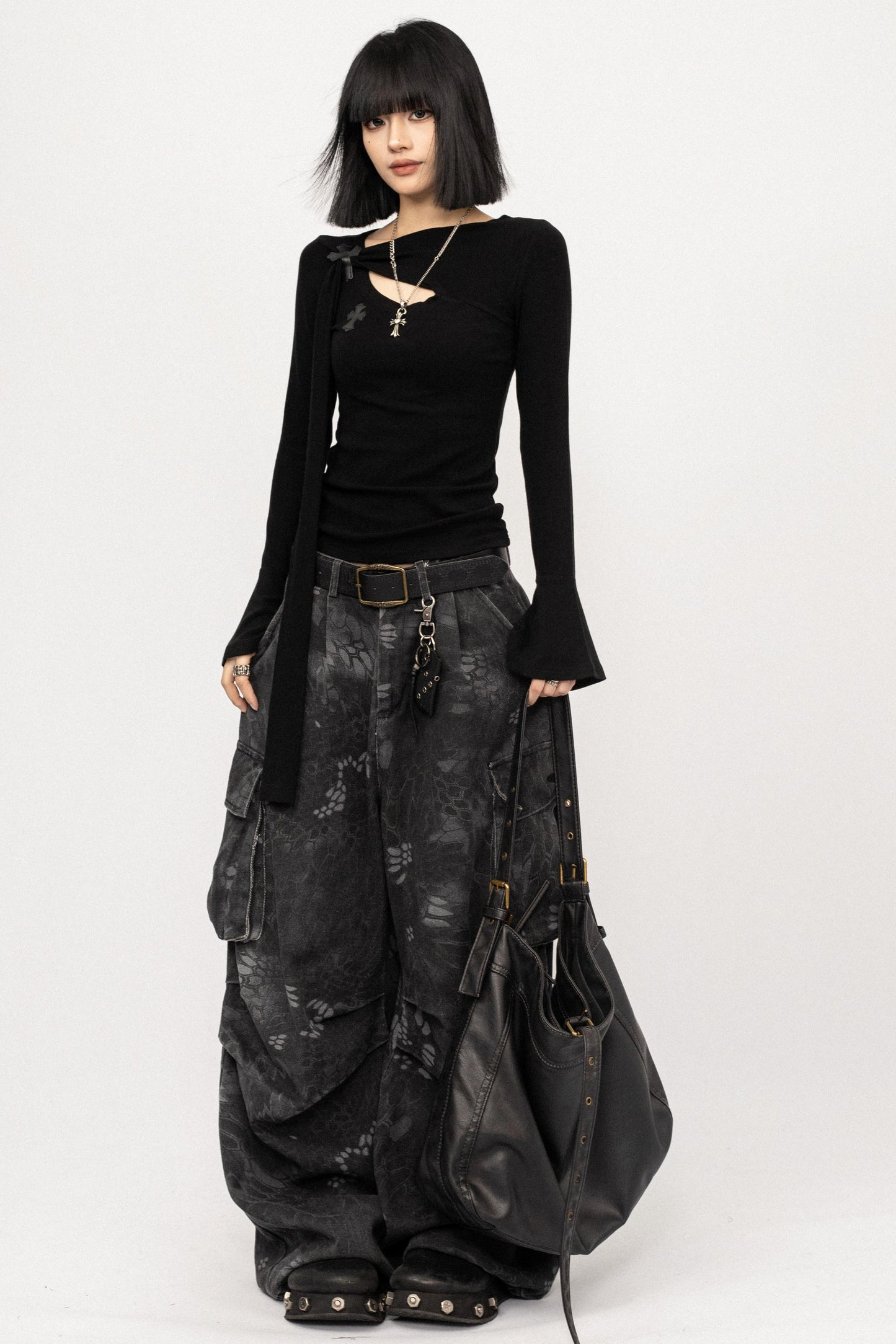 Retro Bell-Bottom Sleeve Top