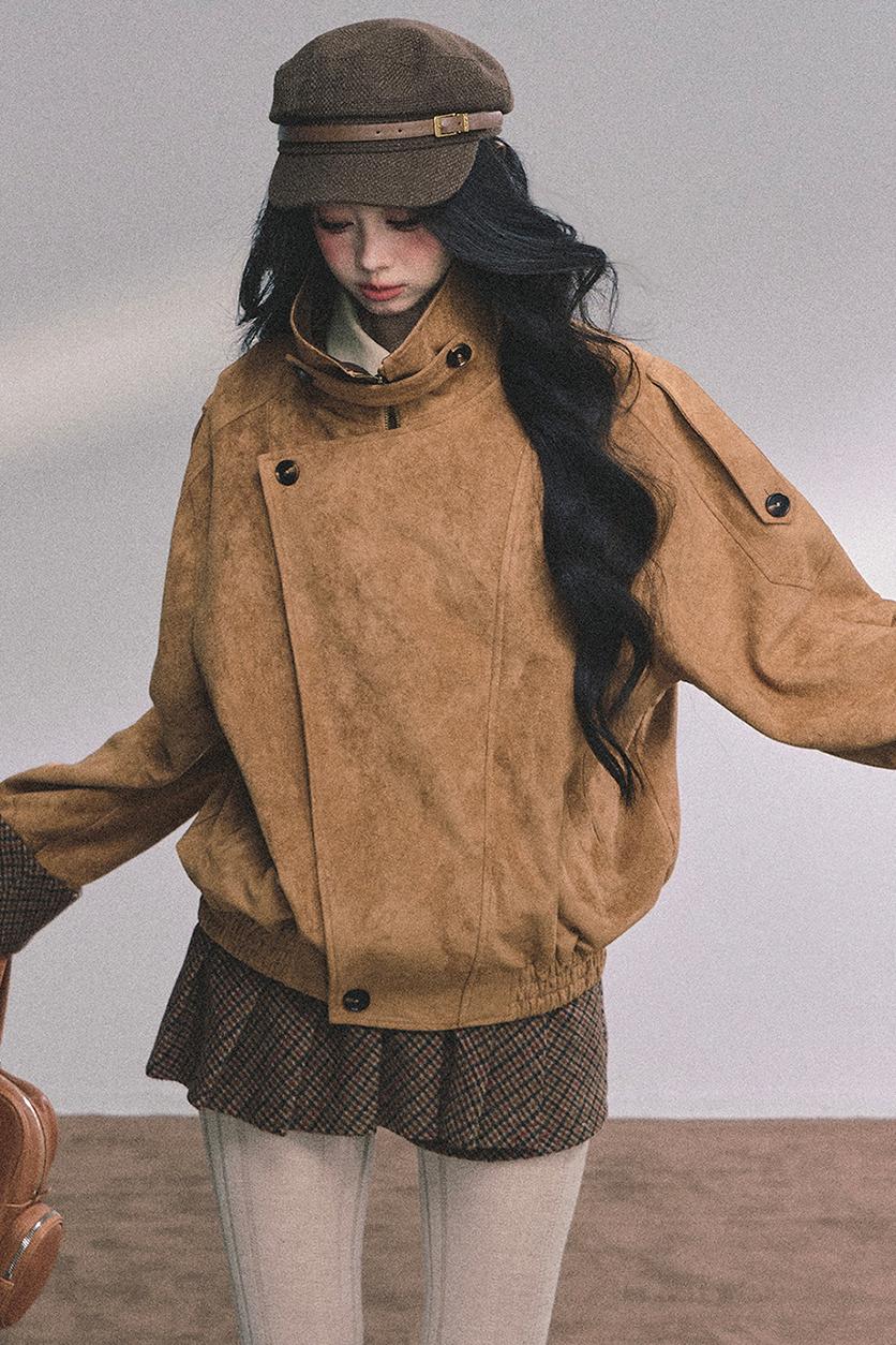 Hazelnut Velvet Jacket Skirt Set-Up